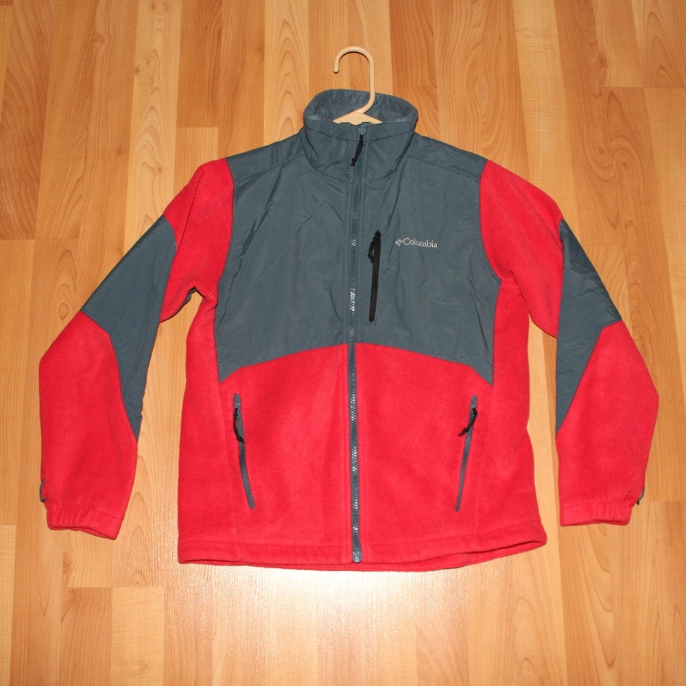 Columbia Kids Jacket Sz L 14/16 Red Fleece Zip Up